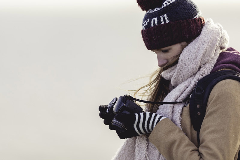 Девушка, фотограф, зима